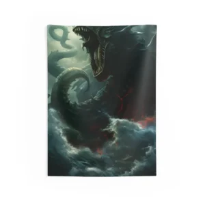 Sea Monster Rising from Waves Wall Tapestry