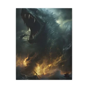 Sea Monster Attacking Ships Canvas Print