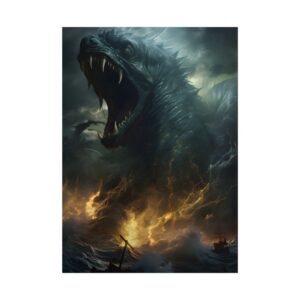 Sea Monster Attacking Ships Poster