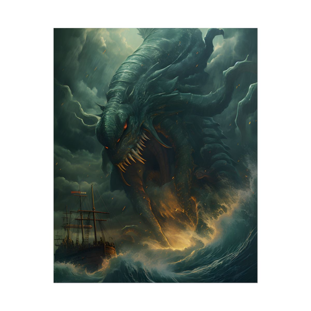 Ancient Sea Monsters: Mythical Marine Reptile Artwork - Poster