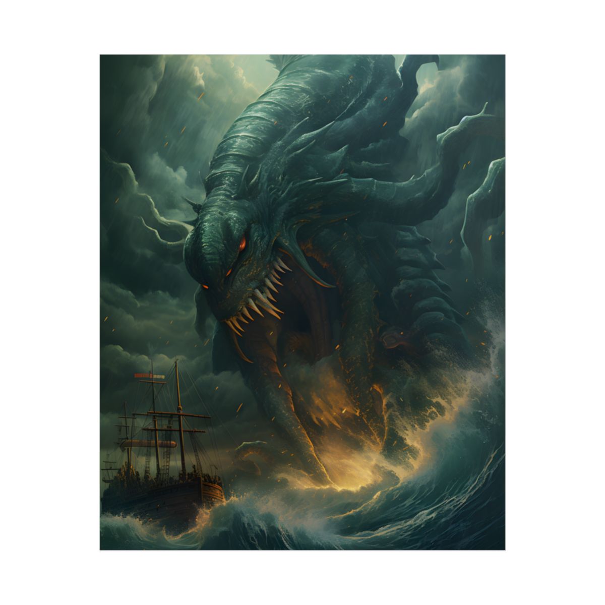Ancient Sea Monsters: Mythical Marine Reptile Artwork - Poster