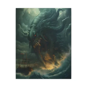Sea Serpent Attacking Ship Canvas Print
