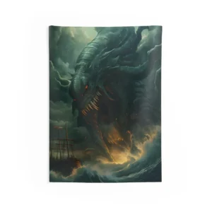 Sea Serpent Attacking Ship Wall Tapestry