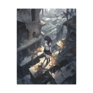Girl on Ruined Rooftop Canvas Print
