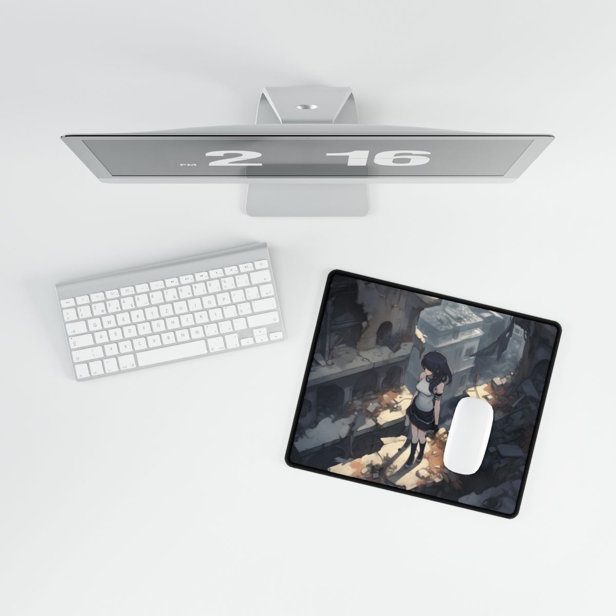 Anime Bird in Flight: Delicate Details in Mid-Air - Desk Mat
