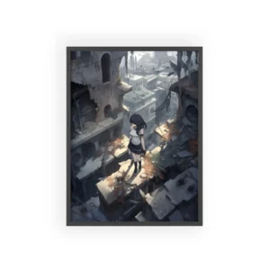 Girl on Ruined Rooftop Framed Poster