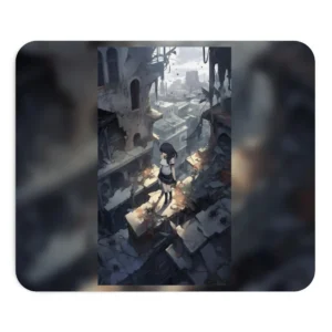 Girl on Ruined Rooftop Mouse Pad