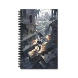 Girl on Ruined Rooftop Spiral Notebook
