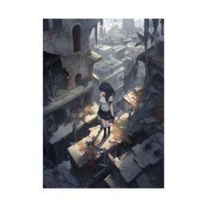 Girl on Ruined Rooftop Poster