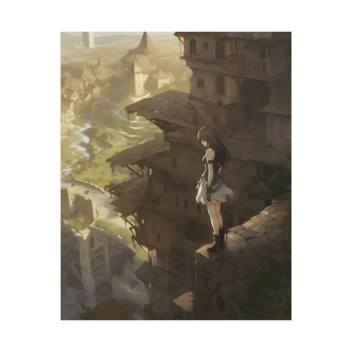 Anime Bird in Flight: Feathered Friend Soaring Through Air - Poster