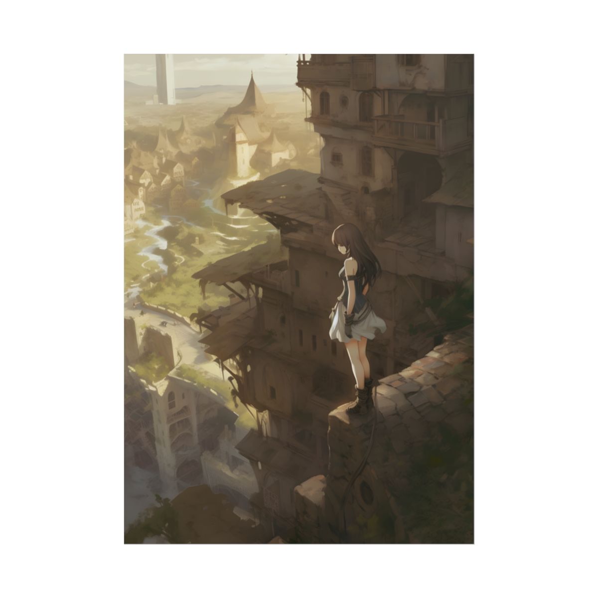 Anime Bird in Flight: Feathered Friend Soaring Through Air - Poster