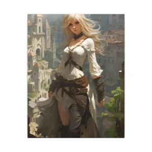 Blonde Woman Overlooking a Town Canvas Print