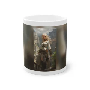 Blonde Woman Overlooking a Town Mug