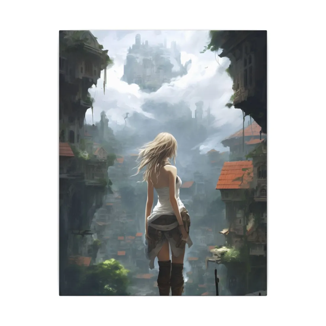 Anime Blonde Warrior: Birds in Flight - Canvas