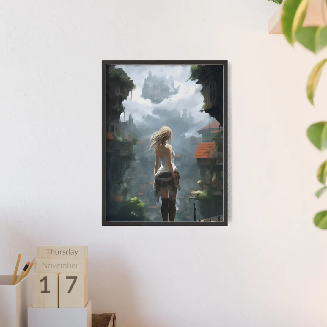 Anime Blonde Warrior: Birds in Flight - Framed Poster