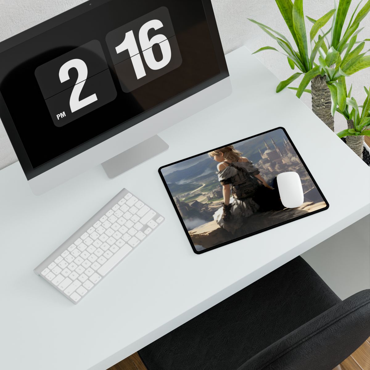 Anime Dreams: Flying Blonde Digital Artwork - Desk Mat