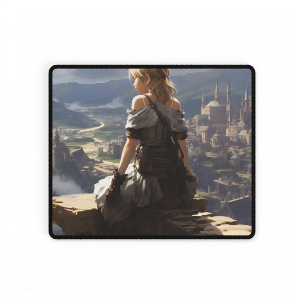 Anime Dreams: Flying Blonde Digital Artwork - Desk Mat