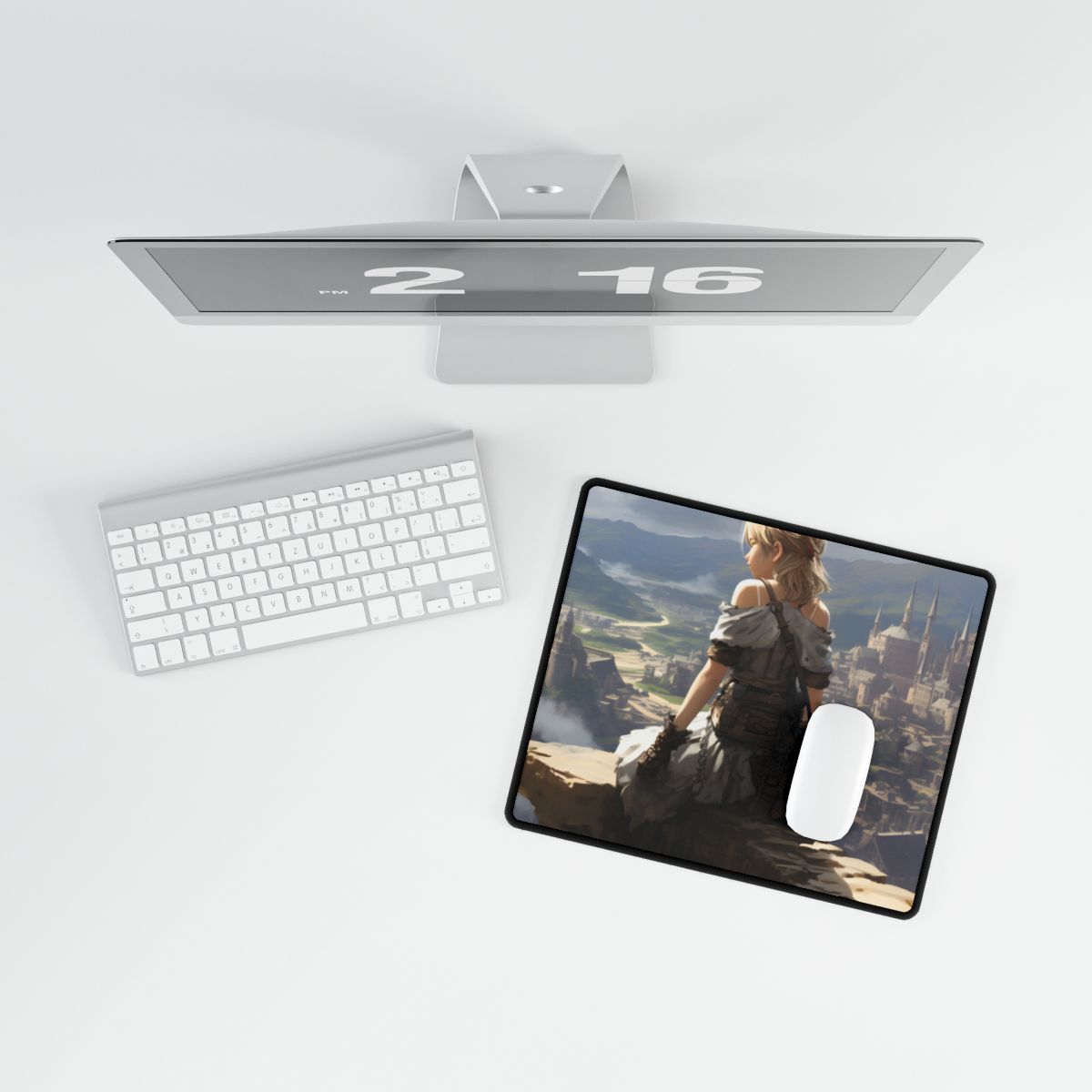 Anime Dreams: Flying Blonde Digital Artwork - Desk Mat