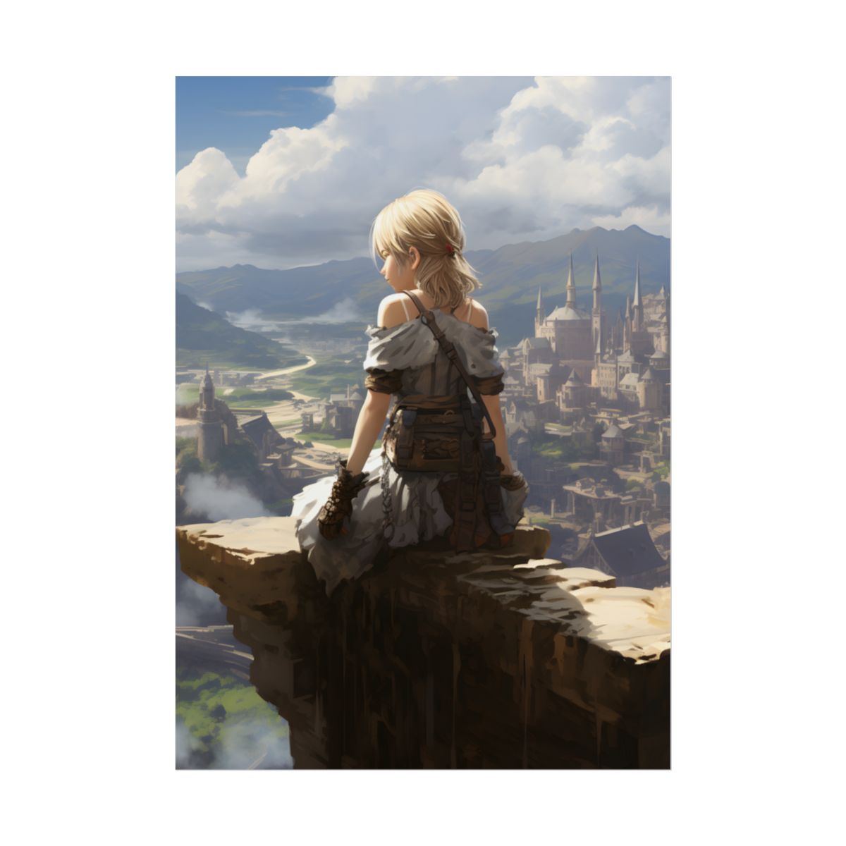 Anime Dreams: Flying Blonde Digital Artwork - Poster
