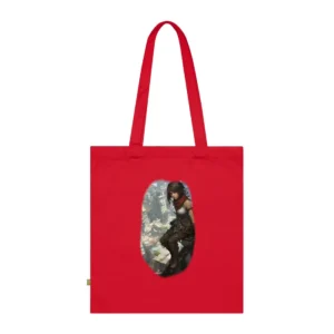 Anime Warrior Girl Perched Above Ancient City Ruins Tote Bag