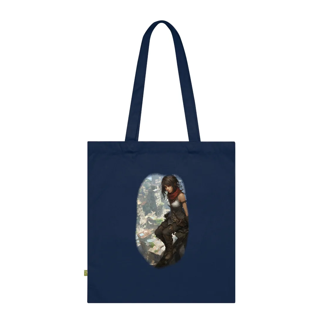 Anime Fantasy Bird's Eye View: White Feathers Digital Art Tote Bag - Tote Bag (French Navy)