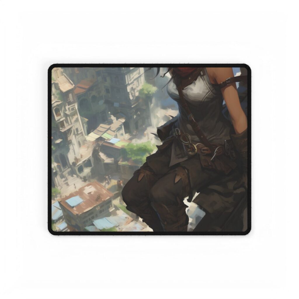 Anime Fantasy Bird's Eye View: White Feathers Digital Art - Desk Mat