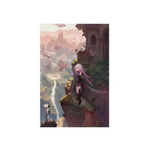 Pink Haired Cliff Watcher Metal Poster