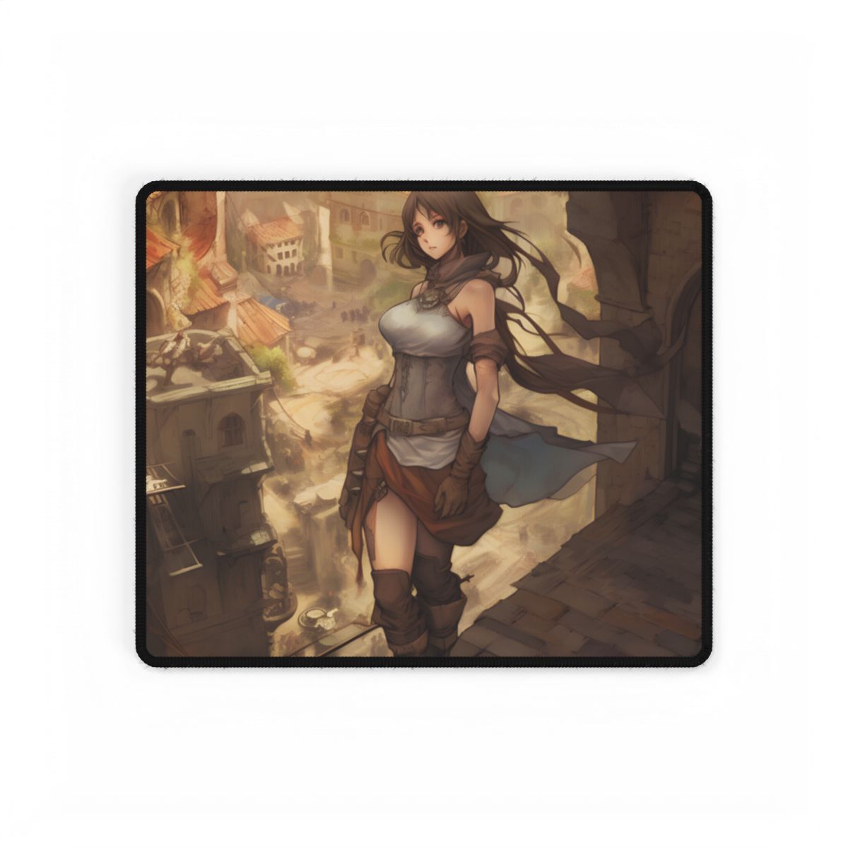 Anime Landscape Serenity: Peaceful Tree Scene Artwork - Desk Mat