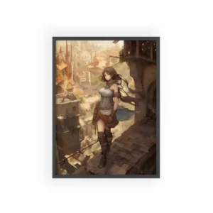 Rooftop Watch over Town Framed Poster