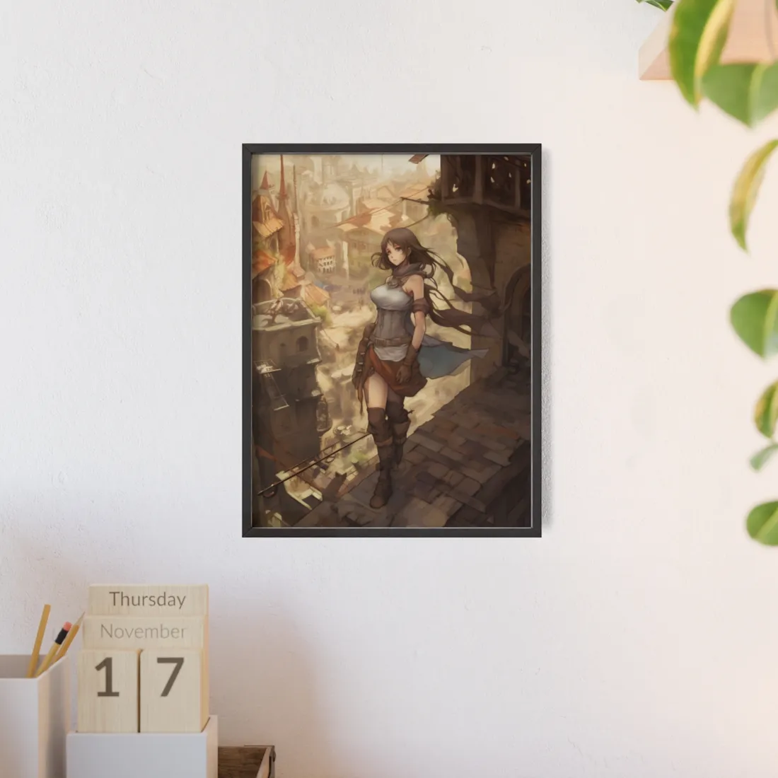 Anime Landscape Serenity: Peaceful Tree Scene - Framed Poster