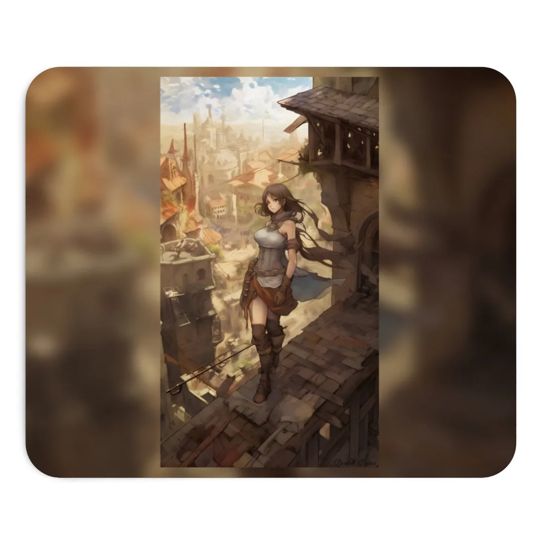 Anime Landscape Serenity: Peaceful Tree Scene - Mouse Pad