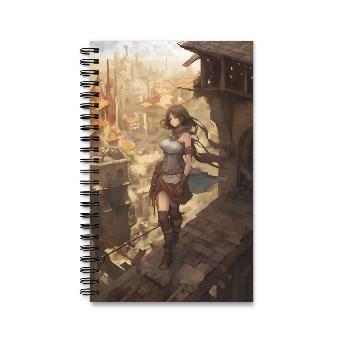 Anime Landscape Serenity: Peaceful Tree Scene - Spiral Notebook