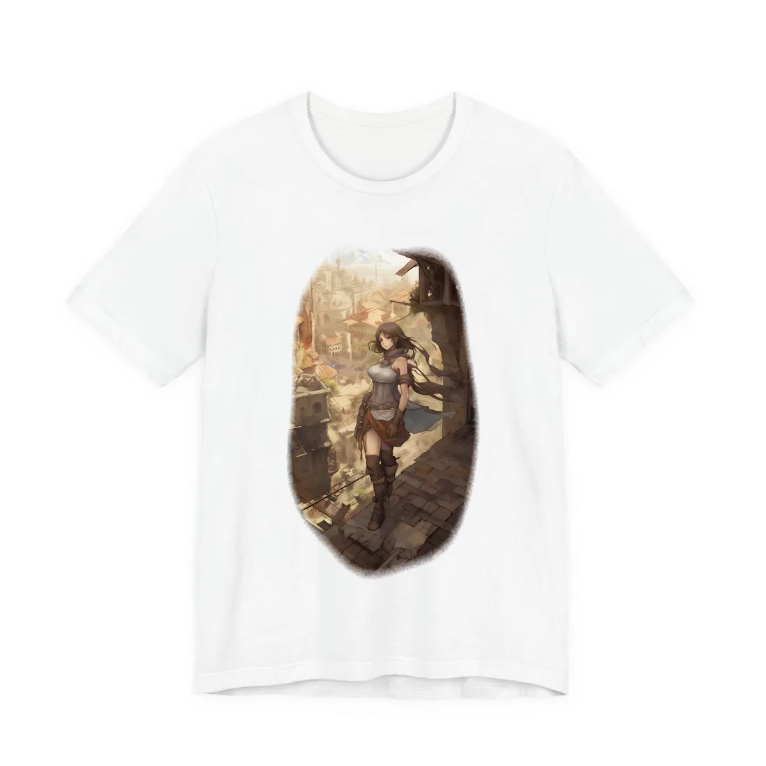 Anime Landscape Serenity: Peaceful Tree Scene T-Shirt - T-Shirt (White)