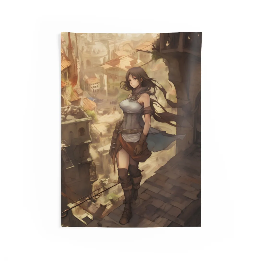 Anime Landscape Serenity: Peaceful Tree Scene - Wall Tapestry