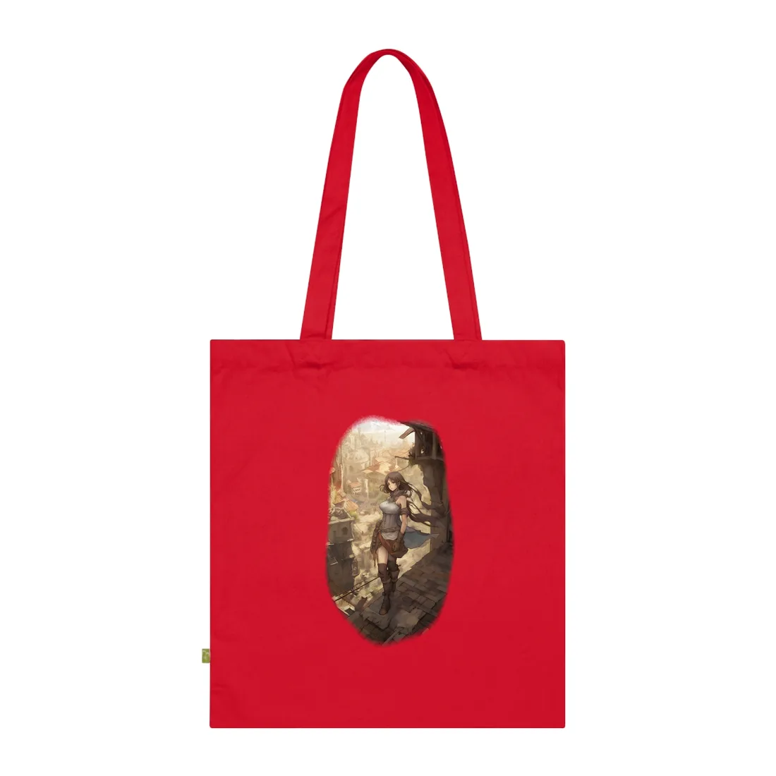Anime Landscape Serenity: Peaceful Tree Scene Tote Bag - Tote Bag (Classic Red)