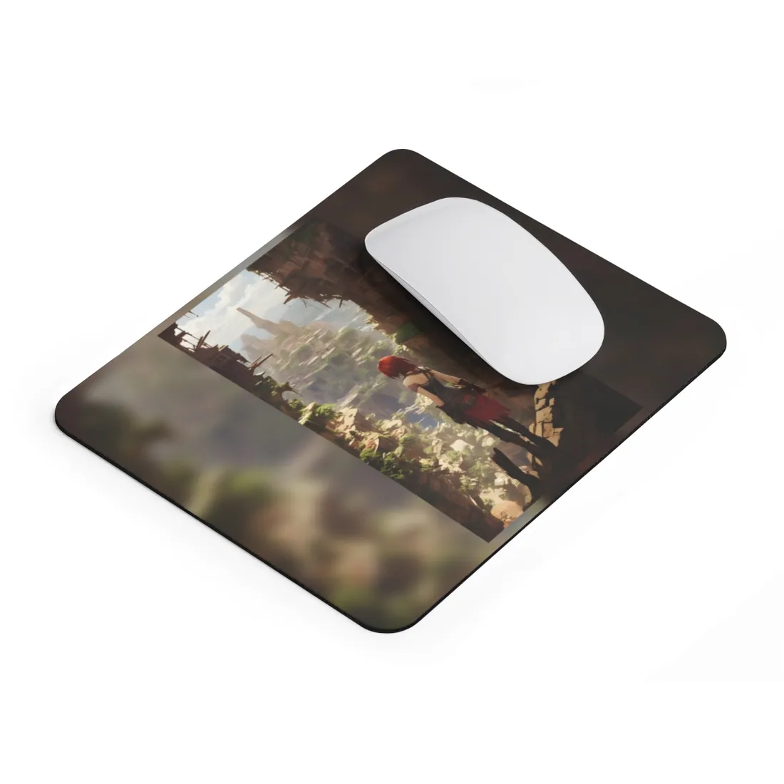 Anime Red Haired Female: Dramatic Bird's Eye View - Mouse Pad