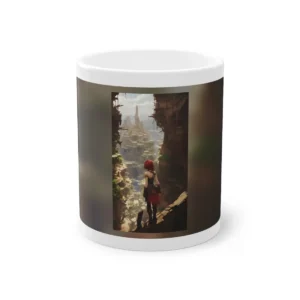 Red-Haired Woman Overlooking Canyon City Mug