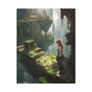 Woman on Ruined Floating Island Canvas Print