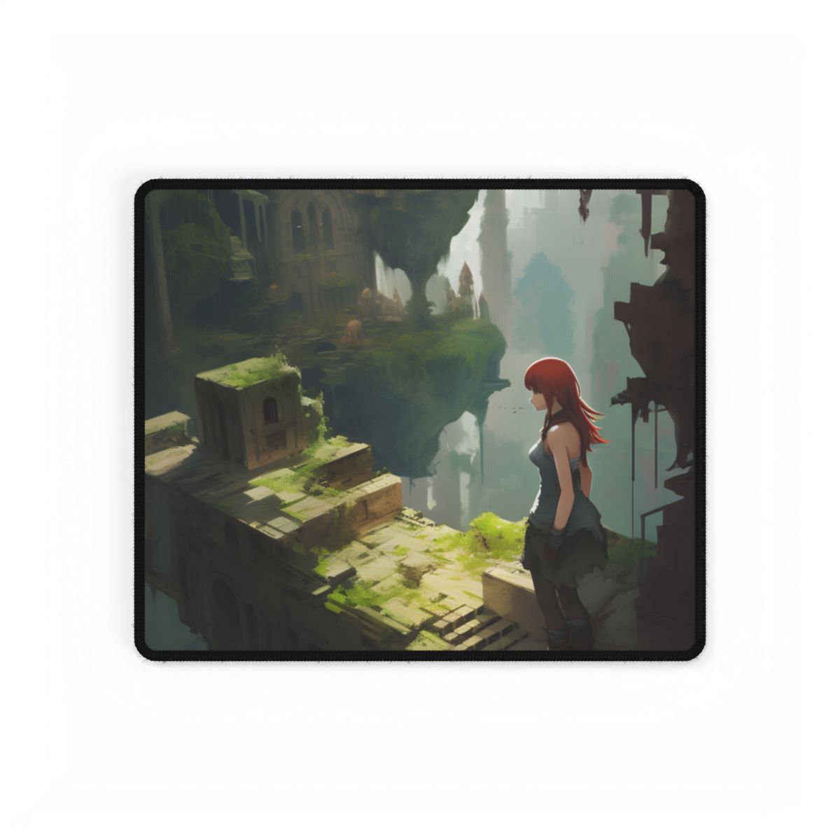 Anime Red Haired Female: Dramatic Eyes Art - Desk Mat