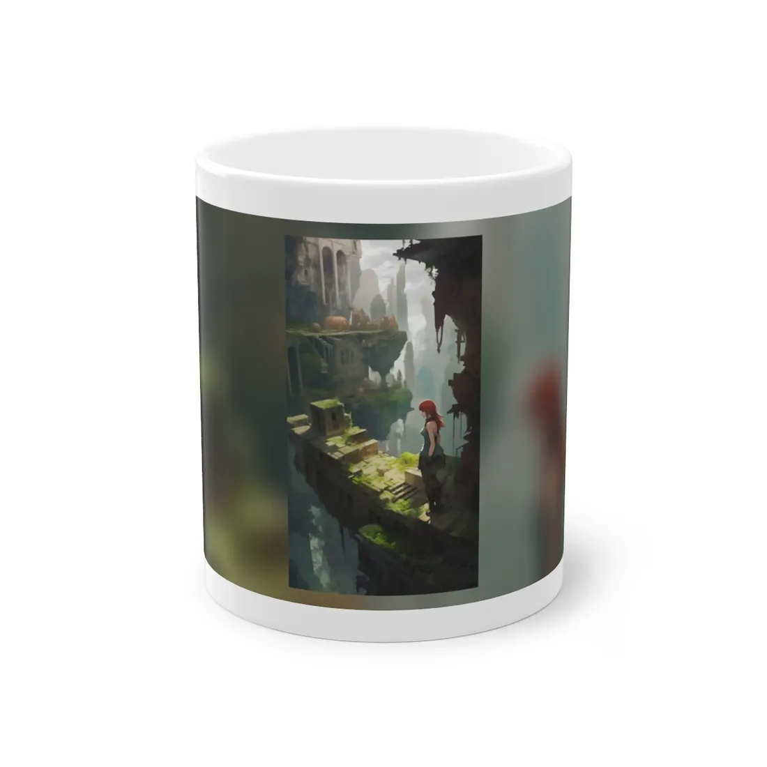 Anime Red Haired Female: Dramatic Eyes Art - Mug