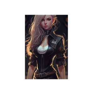 Blonde Woman in Black Outfit Metal Poster