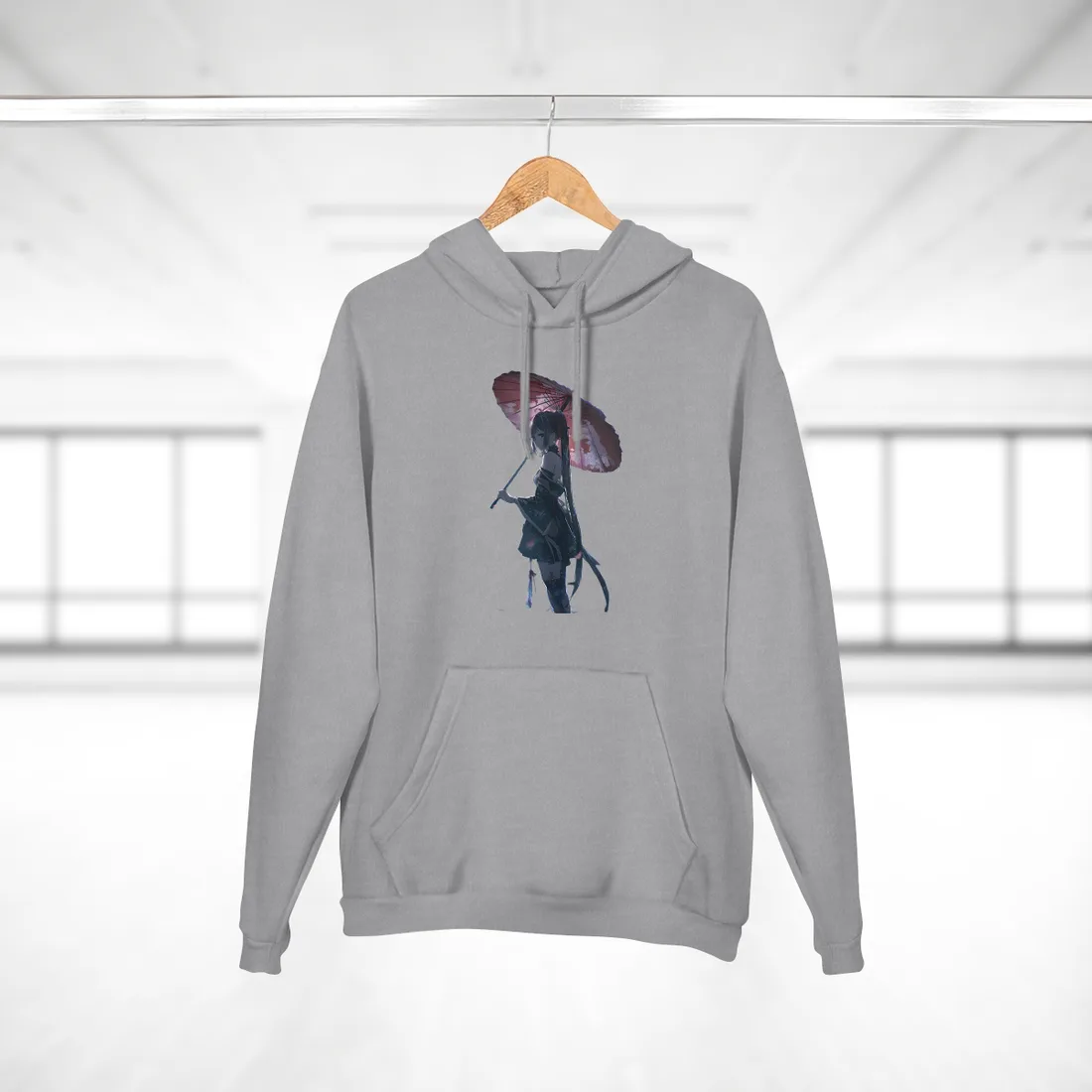 Anime Winter Girl: Gentle Snow Scene Art - Hoodie (Heather Grey)