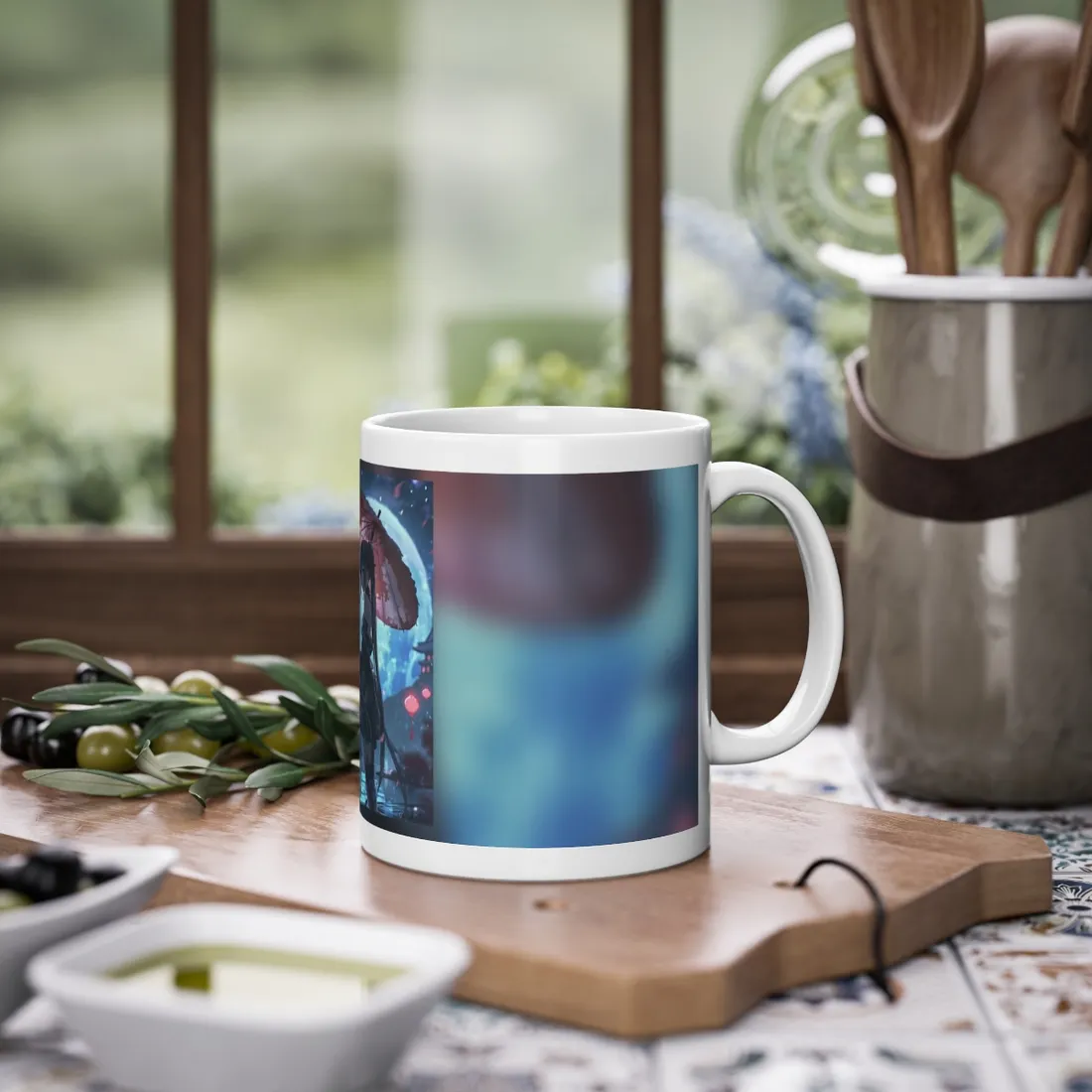 Anime Winter Girl: Gentle Snow Scene Art - Mug