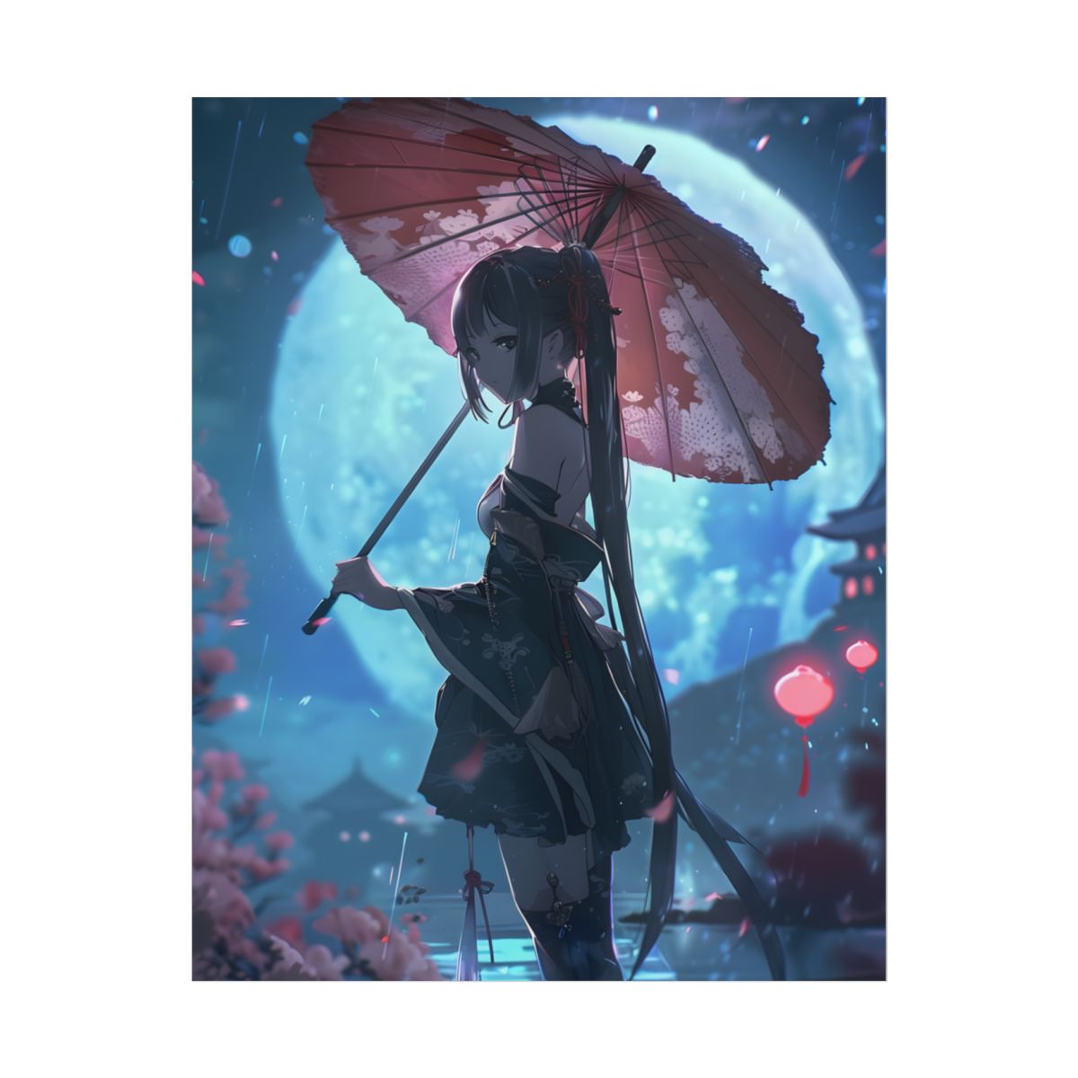 Anime Winter Girl: Gentle Snow Scene Art - Poster