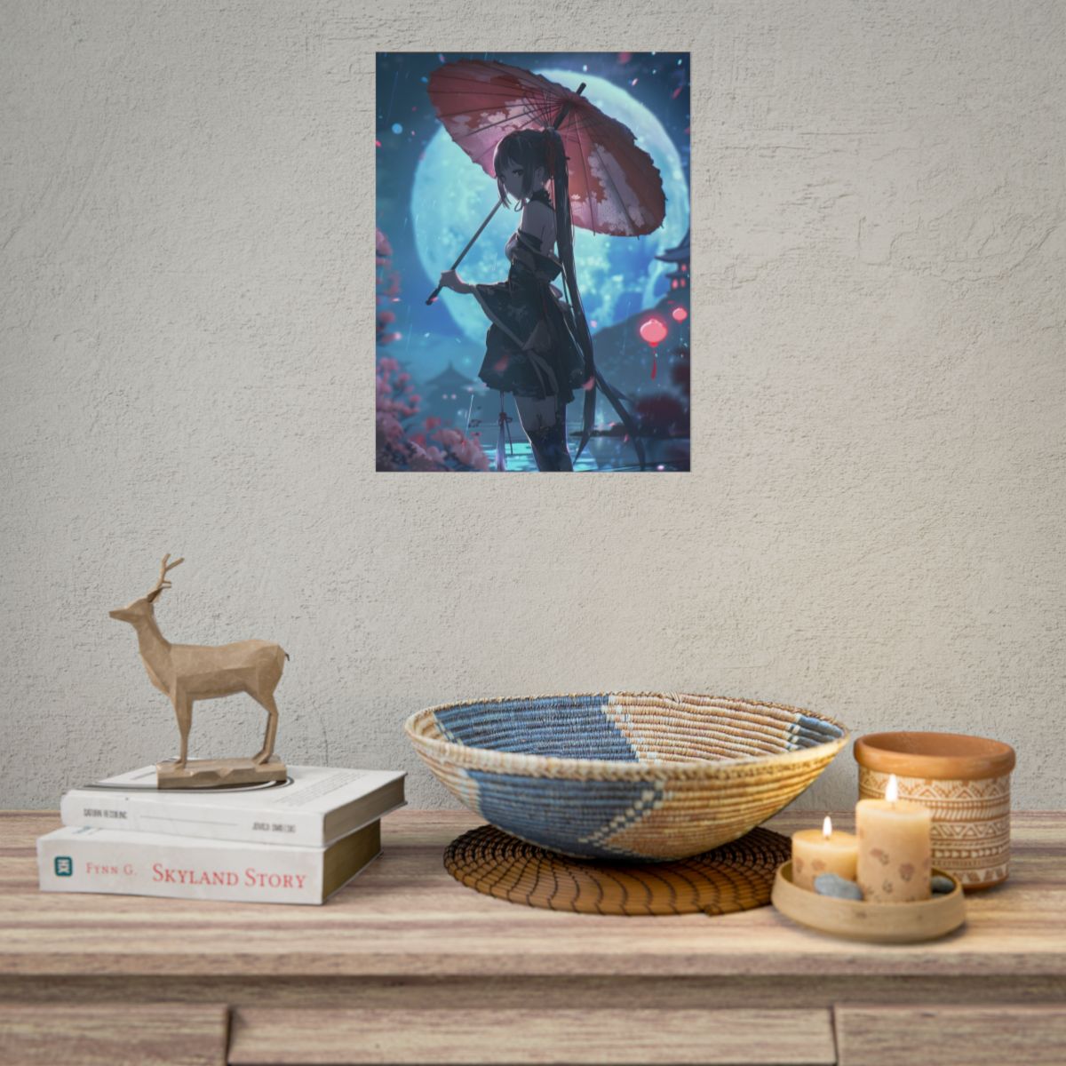 Anime Winter Girl: Gentle Snow Scene Art - Poster
