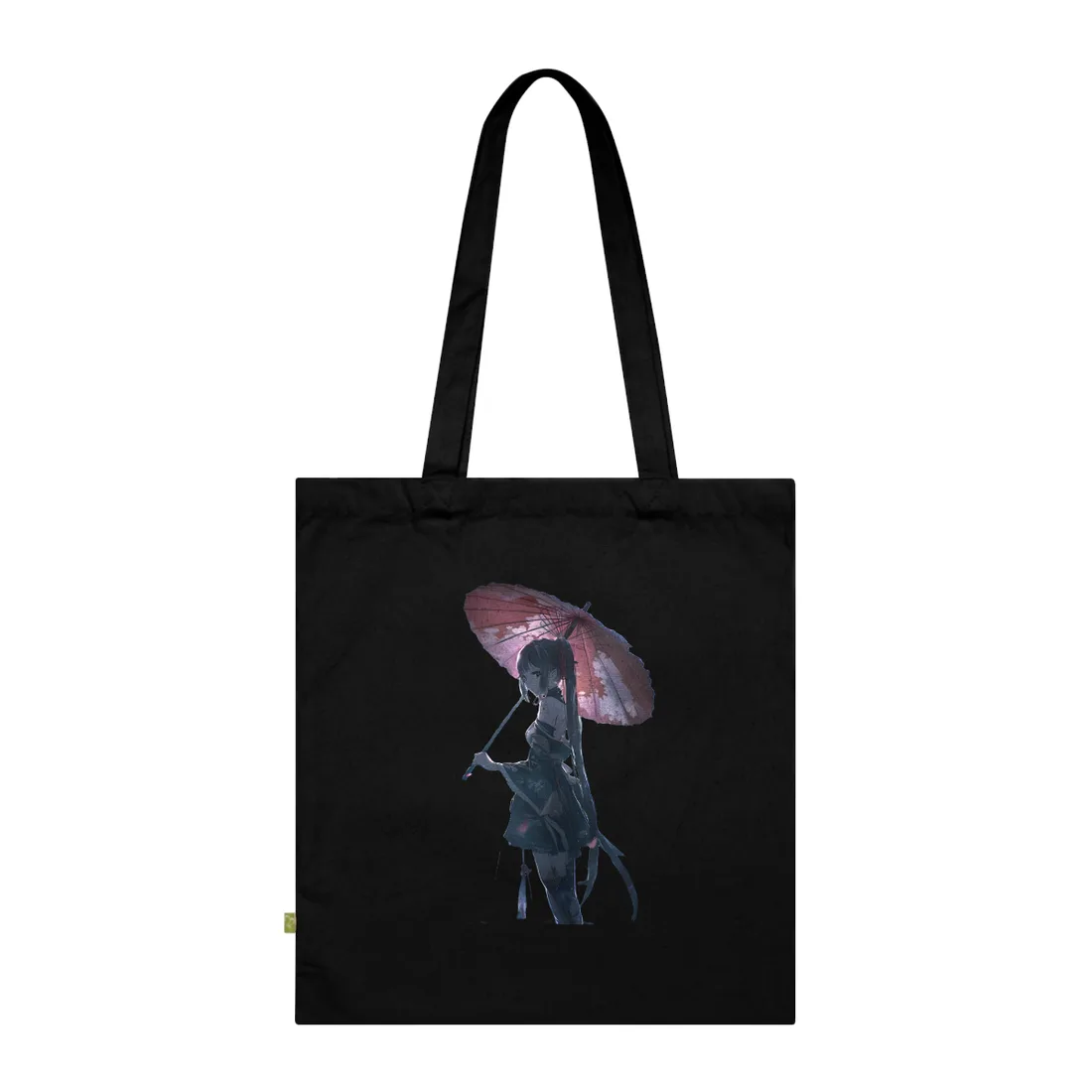 Anime Winter Girl: Gentle Snow Scene Art - Tote Bag (Black)