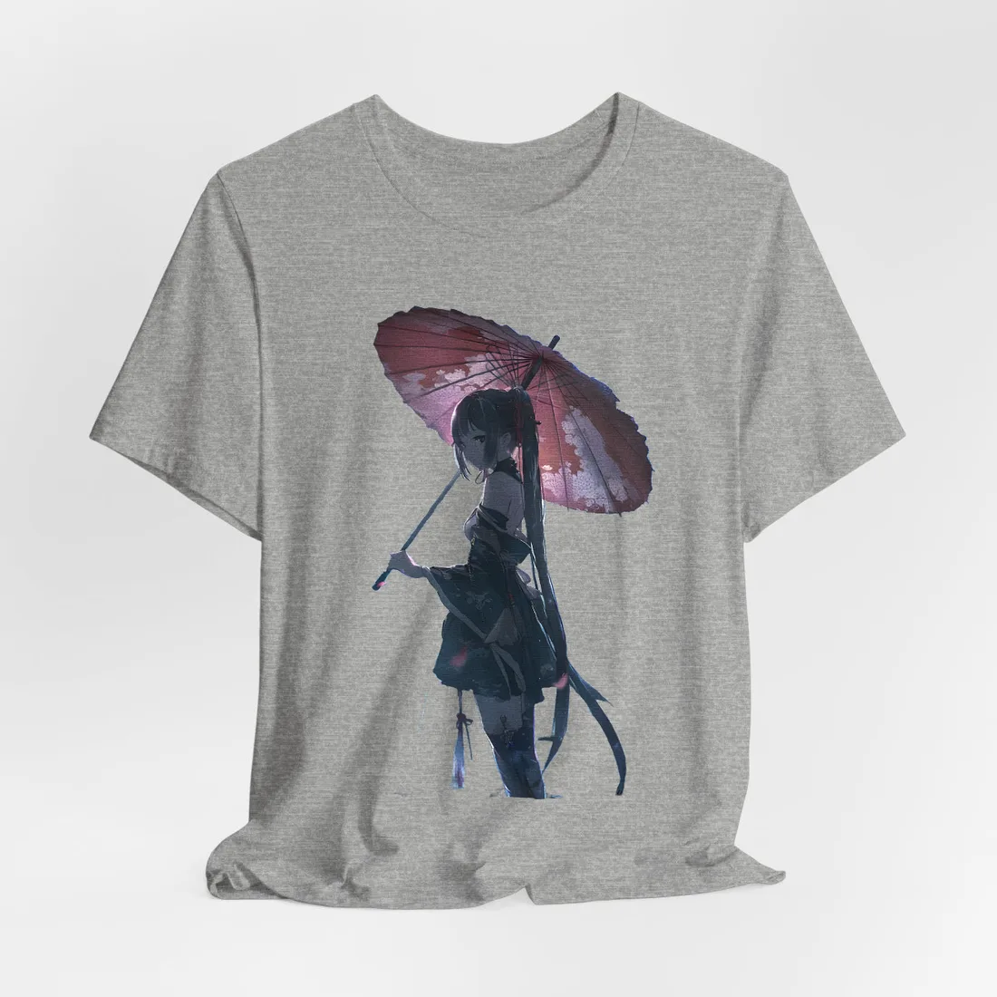 Anime Winter Girl: Gentle Snow Scene Art - T-Shirt (Athletic Heather)