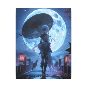 Moonlit Bridge Parasol Canvas Print