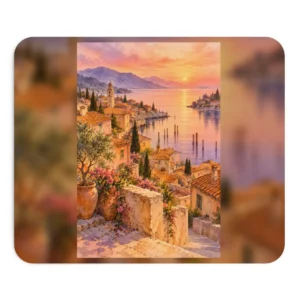 Coastal Village at Sunset Mouse Pad