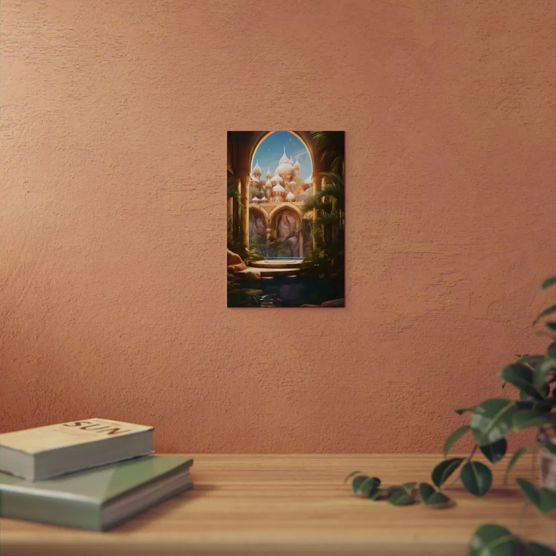 Arabian Palace Garden: Lush Oasis Courtyard - Metal Poster